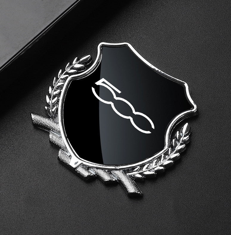 Metallic Black Side Fender and Window Badge Stickers for Fiat 500 Cars