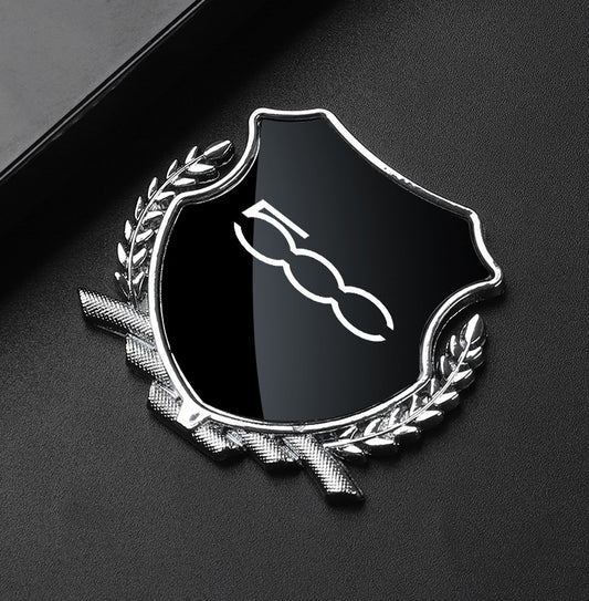 Metallic Black Side Fender and Window Badge Stickers for Fiat 500 Cars