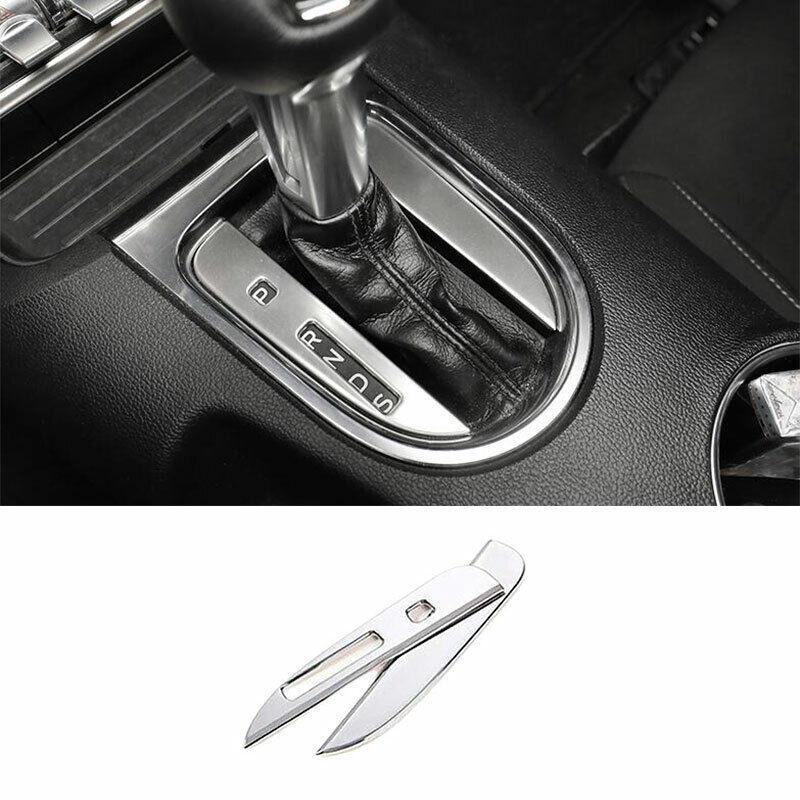 for Ford for Mustang 2015-2022 Silver Steel Middle Console Gear Shift Frame Trim 2PC