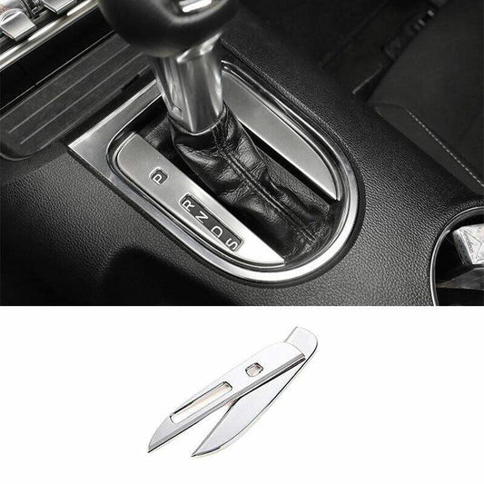 for Ford for Mustang 2015-2022 Silver Steel Middle Console Gear Shift Frame Trim 2PC