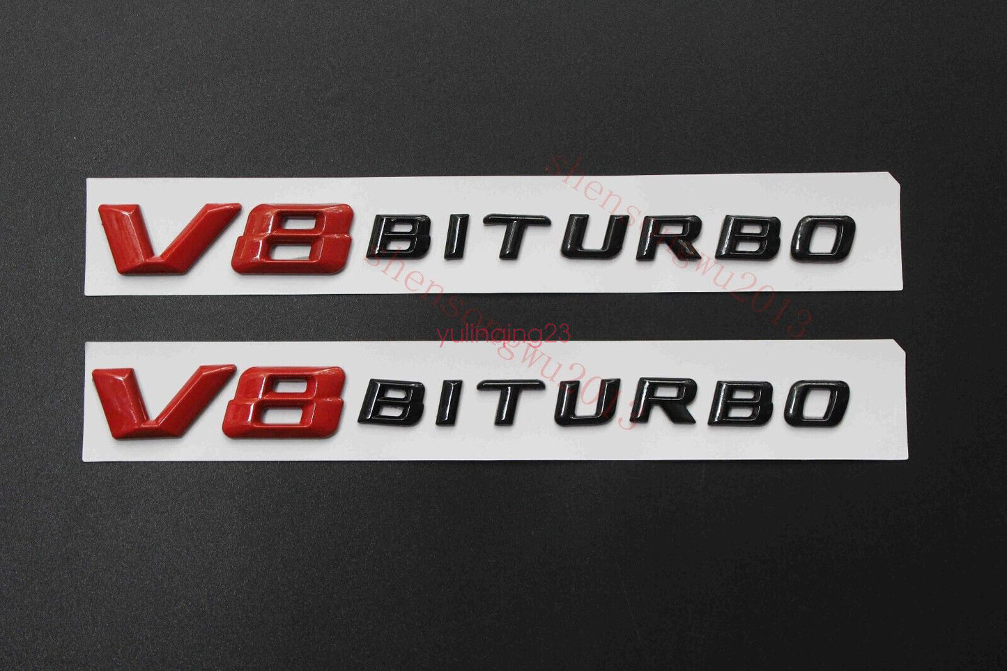 Red Black V8 BITURBO Number Letters Trunk Emblem Badge Sticker for AMG NEW
