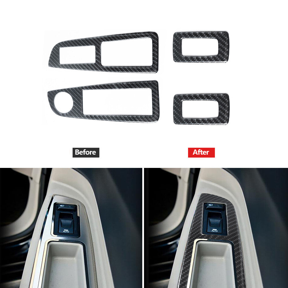 4Pcs Carbon Fiber Window Lift Switch Panel Cover Trim for Chrysler 300 2005-2007