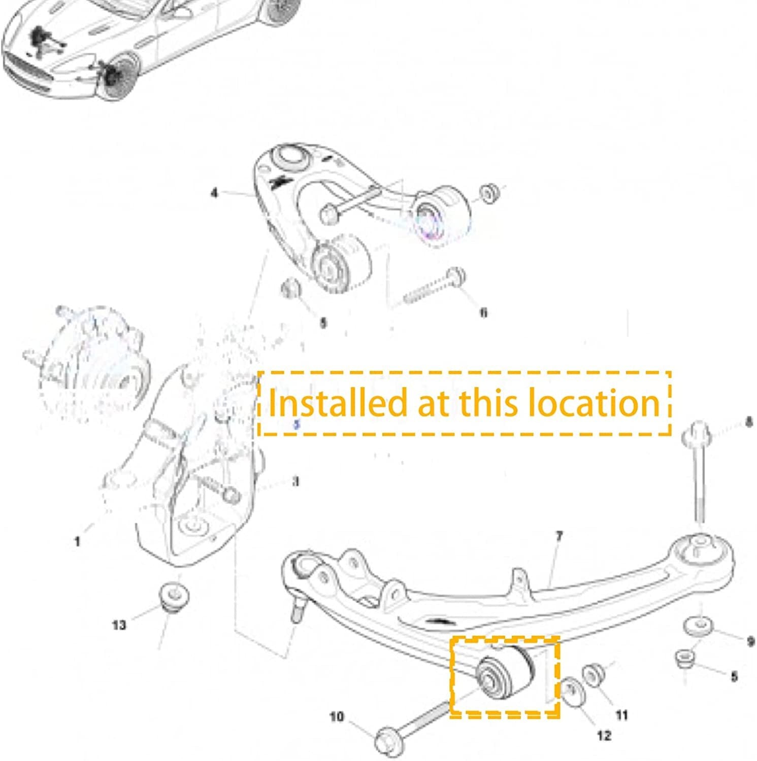 Suitable for Aston Martin front lower control arm bushings, small size 8D333A052AC 6G333A053BA