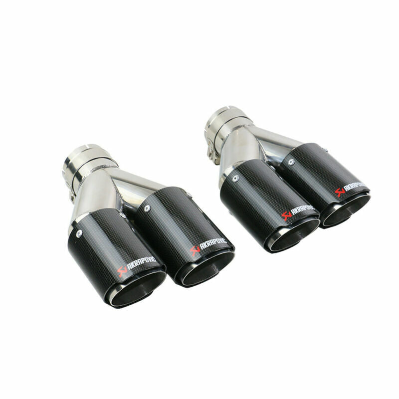 2PCS For Ak Carbon Fiber Exhaust Tip Pipe 4 Tips ID:2.5 63mm OD:3 76mm Pair