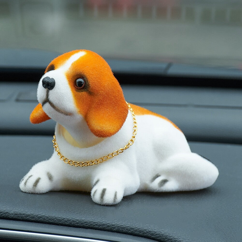 Nodding Lucky Beagle Figurine Ornaments Bobble Head Toys For Car Dashboard Decor
