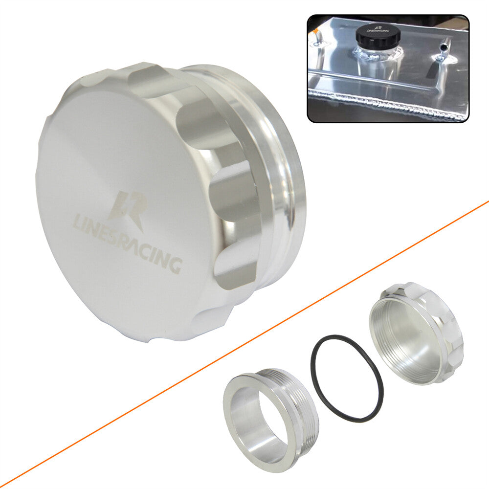2 46mm-58mm Aluminum Weld On Filler Neck And Cap Oil Fuel Water Tank Silver