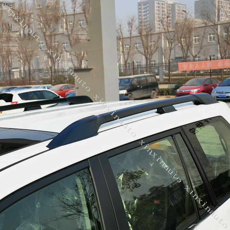Roof Rack Rail Side Luggage Carrier Bars for Toyota Prado FJ150 2010- 2021 Black