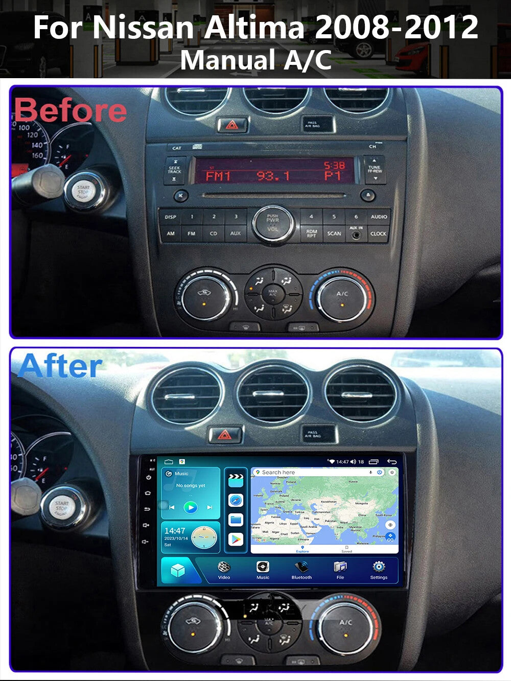 for Nissan Teana for Altima 2008-2012 GPS CarPlay Car Radio Multimedia Stereo Screen
