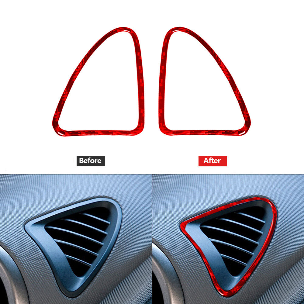 Red Carbon Fiber Demist Air Vent Outlet Cover Trim for Chevrolet Sonic 2012-2016