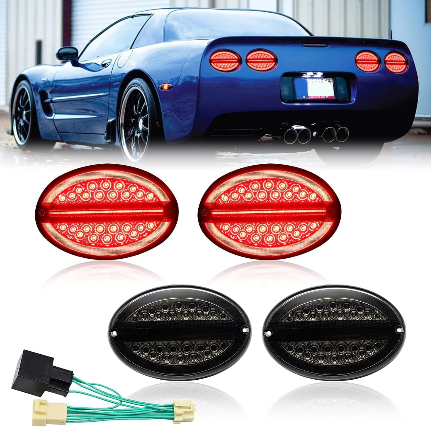 Halo LED taillights with super-fast beams are suitable for 1997-2004 for Chevrolet C5 Corvettes.
