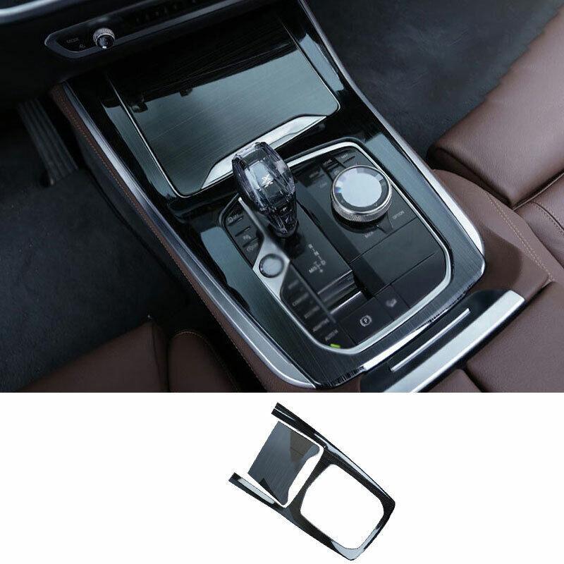 Black Steel Middle Console Gear Shift Panel Trim Fit for BMW X5 G05 2019-2021