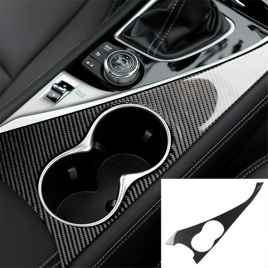 Carbon Fiber Water Cup Holder Panel Trim Cover Fit for Infiniti Q50 Q60 2014-22