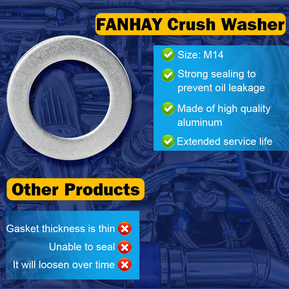 1000x Aluminum Oil Drain Plug Crush Washer 14mm for HONDA / for ACURA 94109-14000