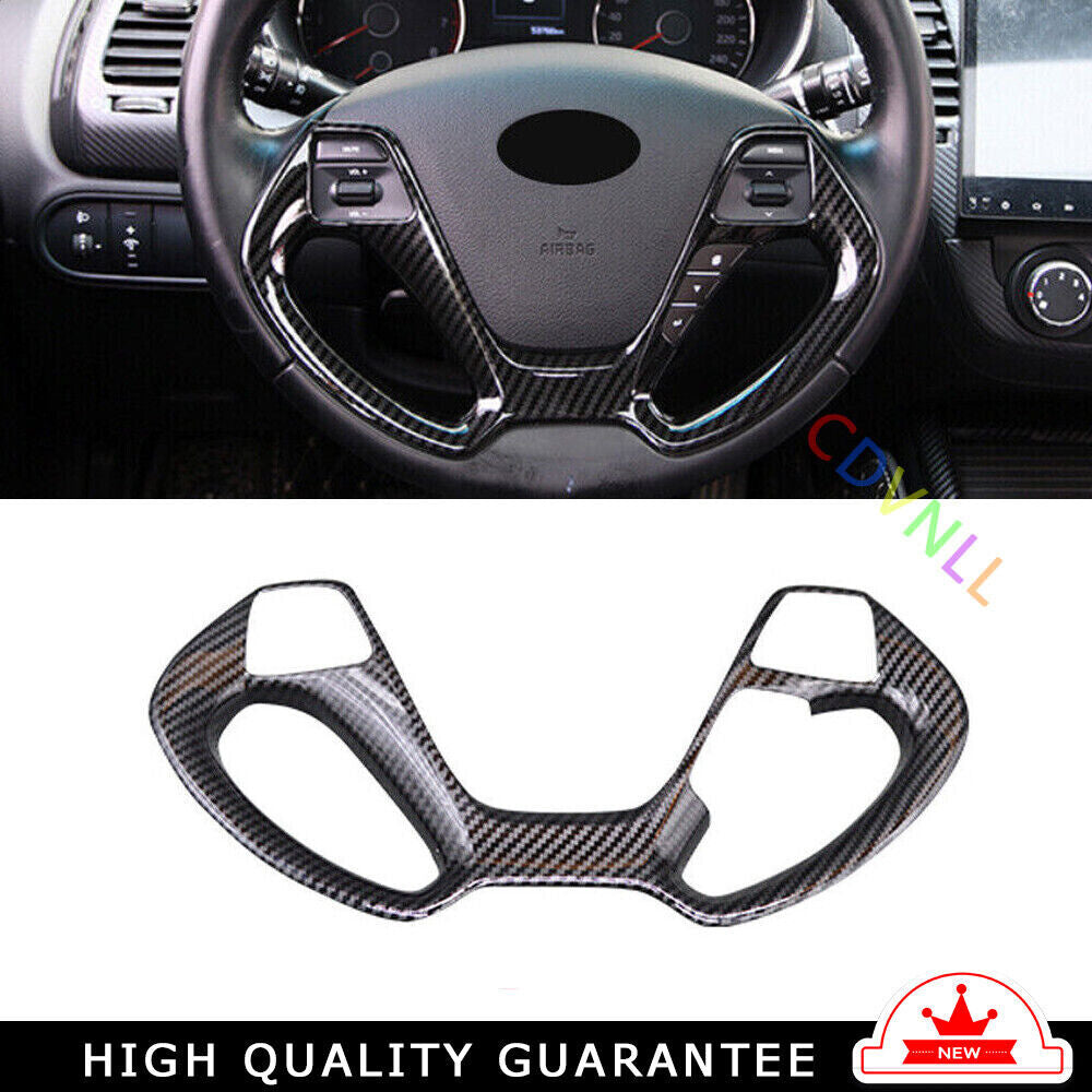 Steering Wheel Frame Panel Cover Trim 1 for Kia K3 2014-2018 Black Carbon Fiber
