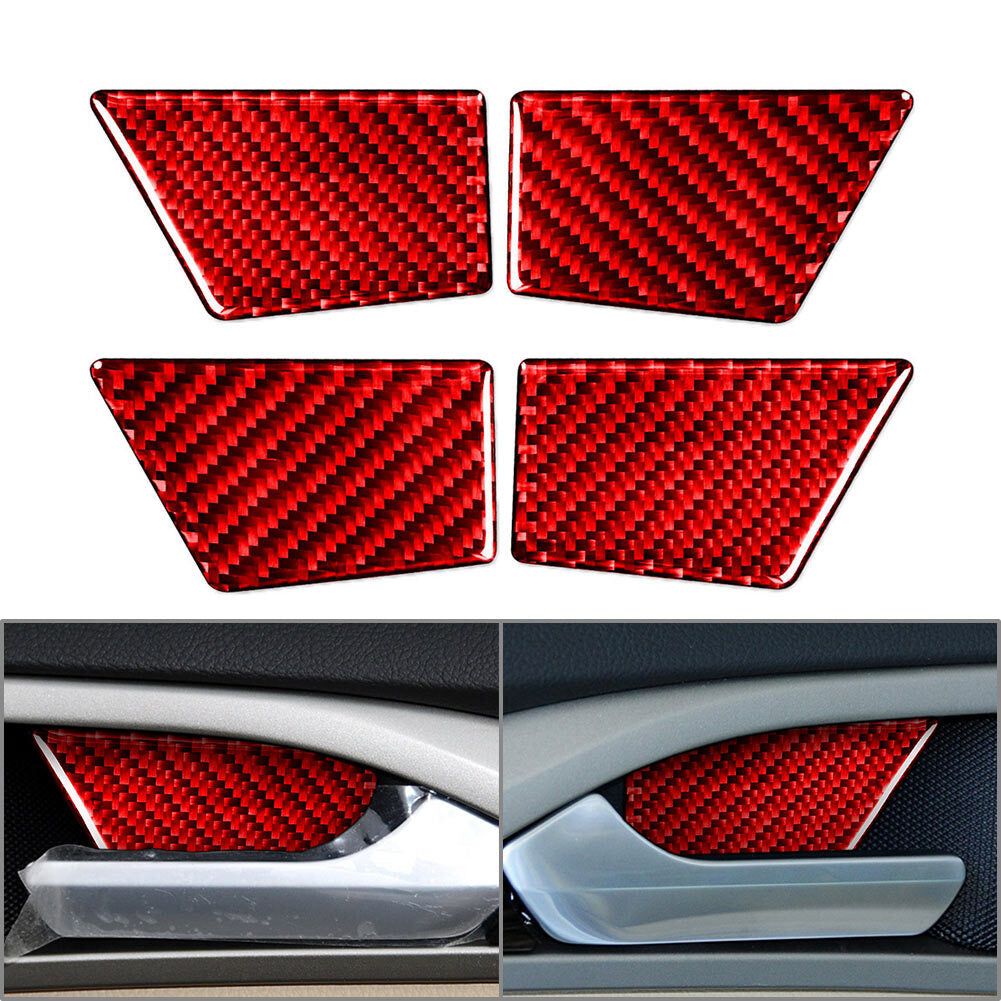 for Ford Mondeo 2013-2019 4x Door Handle Bowl Panel Cover Trim Carbon Fiber Red