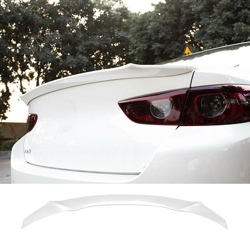 Pearl White Rear Trunk Lip Spoiler Visor Wing for Mazda 3 Axela sedan 2019-2024