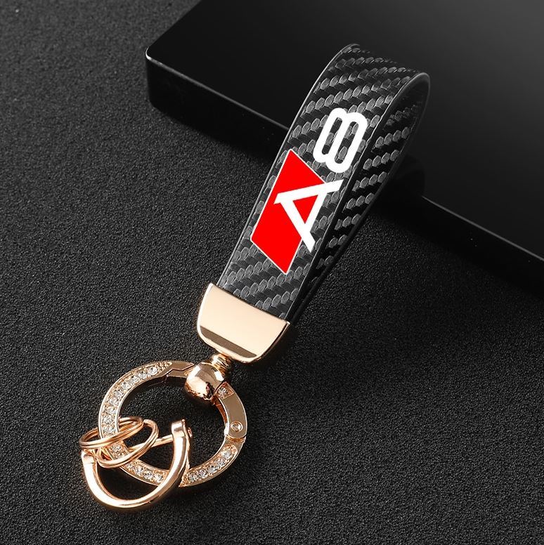 Car keychain/key ring, black and gold horseshoe buckle accessories for Audi for A8
