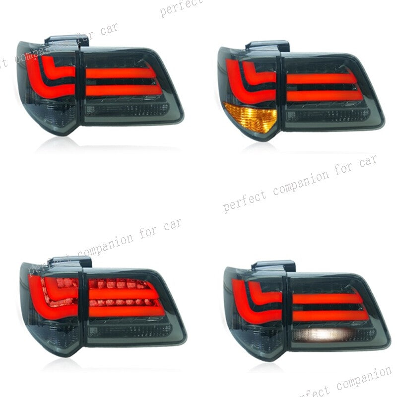 One set of LED taillights, rear brake lights, and stop lights (smoke-proof) suitable for Toyota Fortuner 2012-2015.