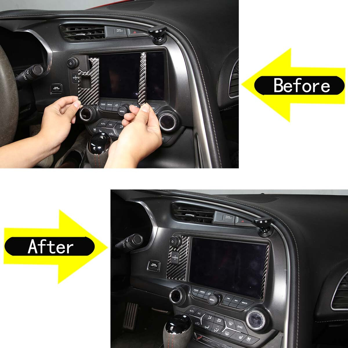Carbon fiber steering wheel U-shaped frame cover trim for Toyota Hilux 2015-21