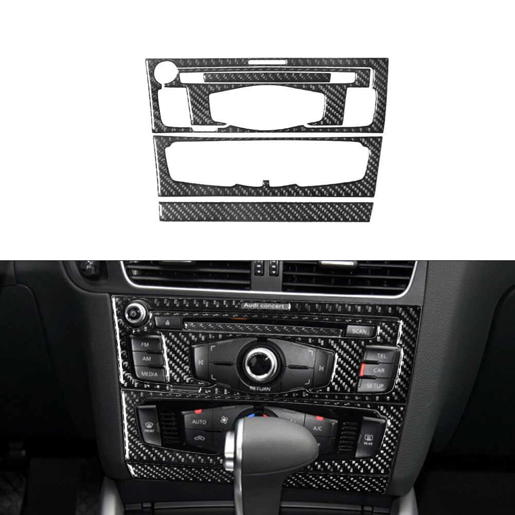 5Pcs CD Player Radio Air-Con Trim Cover TYP-B Carbon Fiber for Audi Q5 2009-2017
