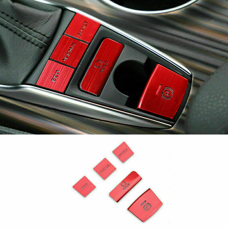 5P for Toyota for Camry 2018-2023 Red Aluminum Console Gear Shift Button Cover Trims