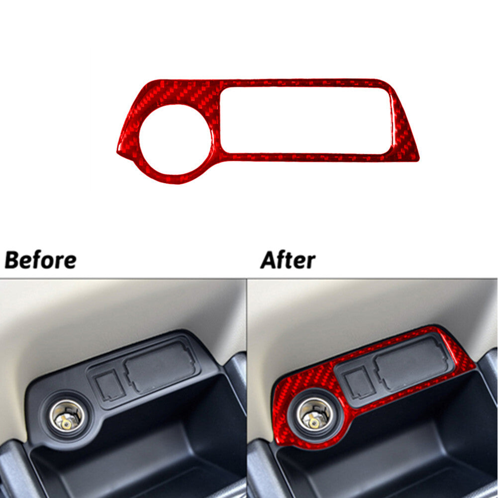 Red Carbon Fiber Power Outlet Cover Trim for Mitsubishi Outlander 2014-2016
