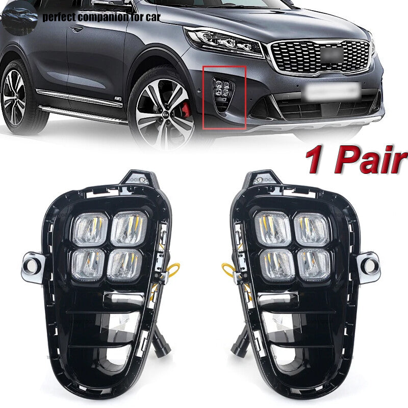 A pair of LED daytime running lights, turn signals, and fog lights for Kia Rio 2017 - 2020