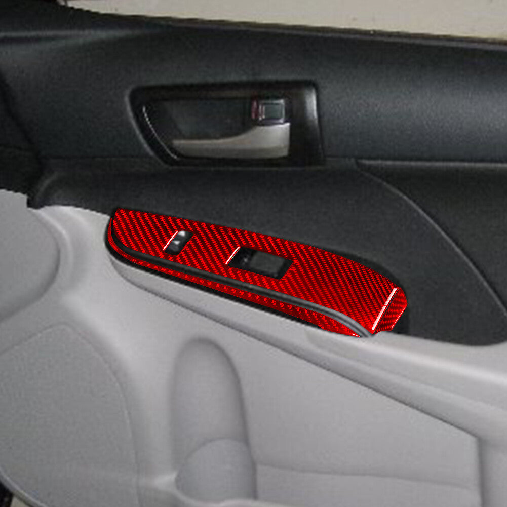 Red Carbon Fiber Front Door Window Lift Panel Cover Trim for Toyota for Camry 12-14