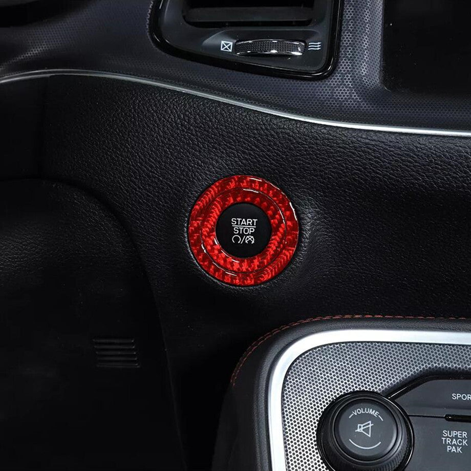 Suitable for 15-23 for Chrysler 300 Red Carbon Engine Start/Stop Button Cover Ring Decoration