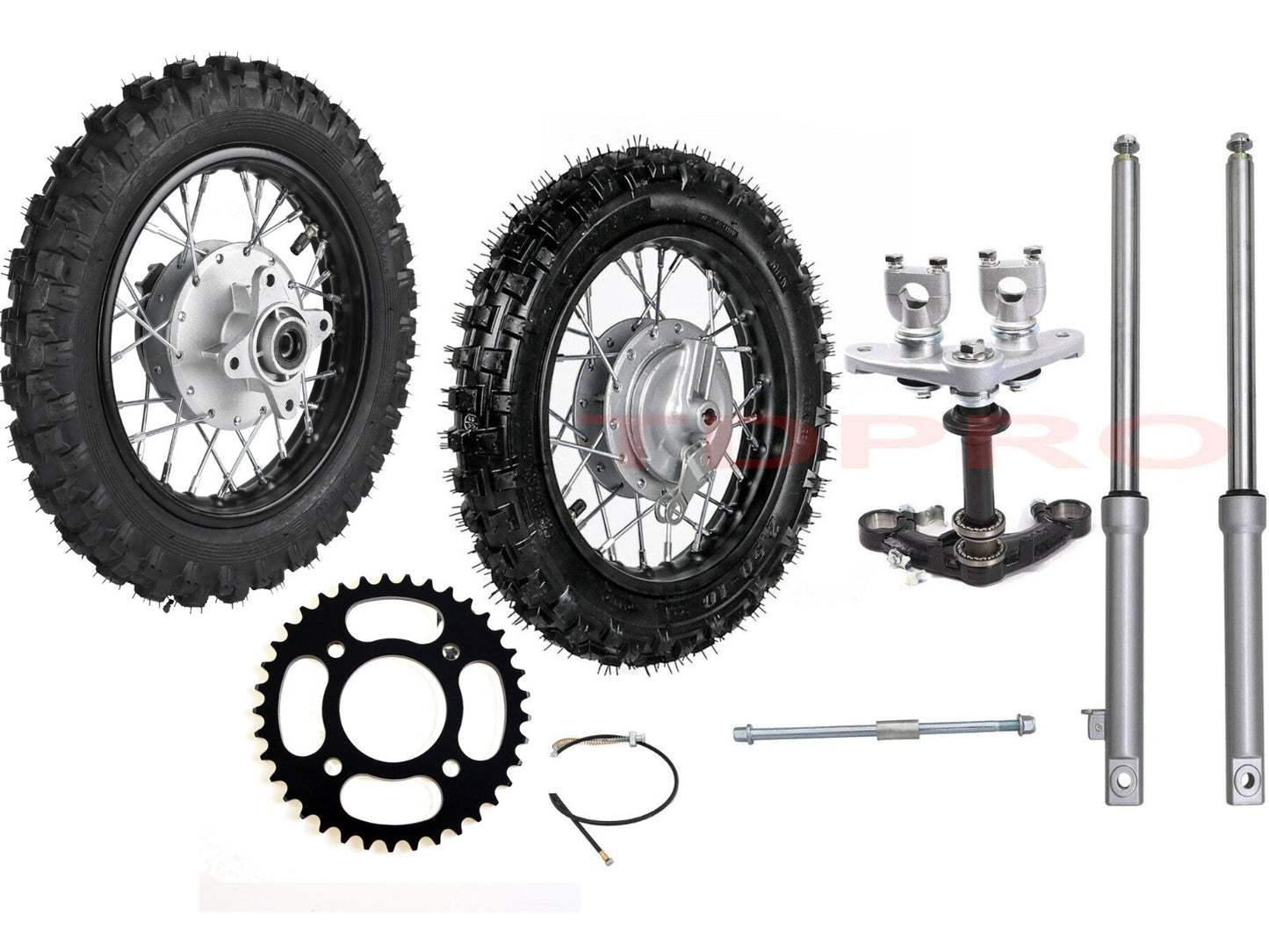 520mm Front Forks+ 10 Wheels 2.50-10 Tyre Assembly Kit for Mini Dirt Bike TTR CRF50