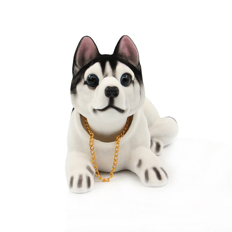 Nodding Lucky Husky Dog Ornaments Bobble Head Toys For Car Dashboard Decor