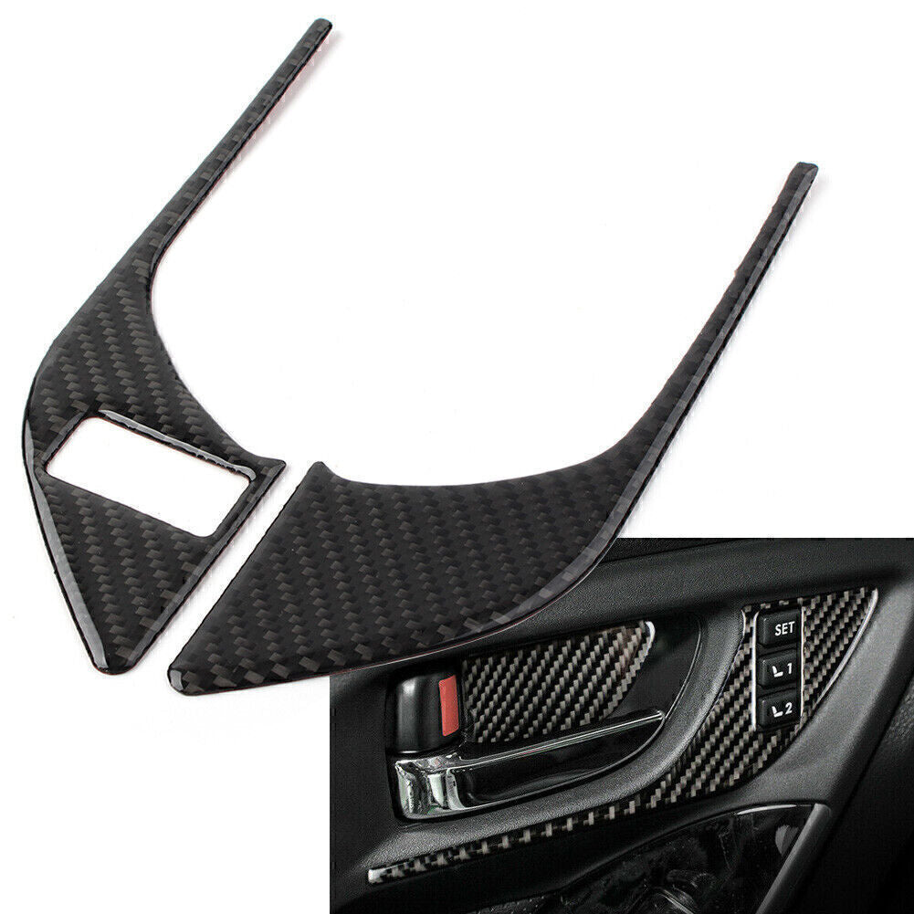 Carbon fiber interior front door handle cover trim for Subaru Forester 2013 - 2018