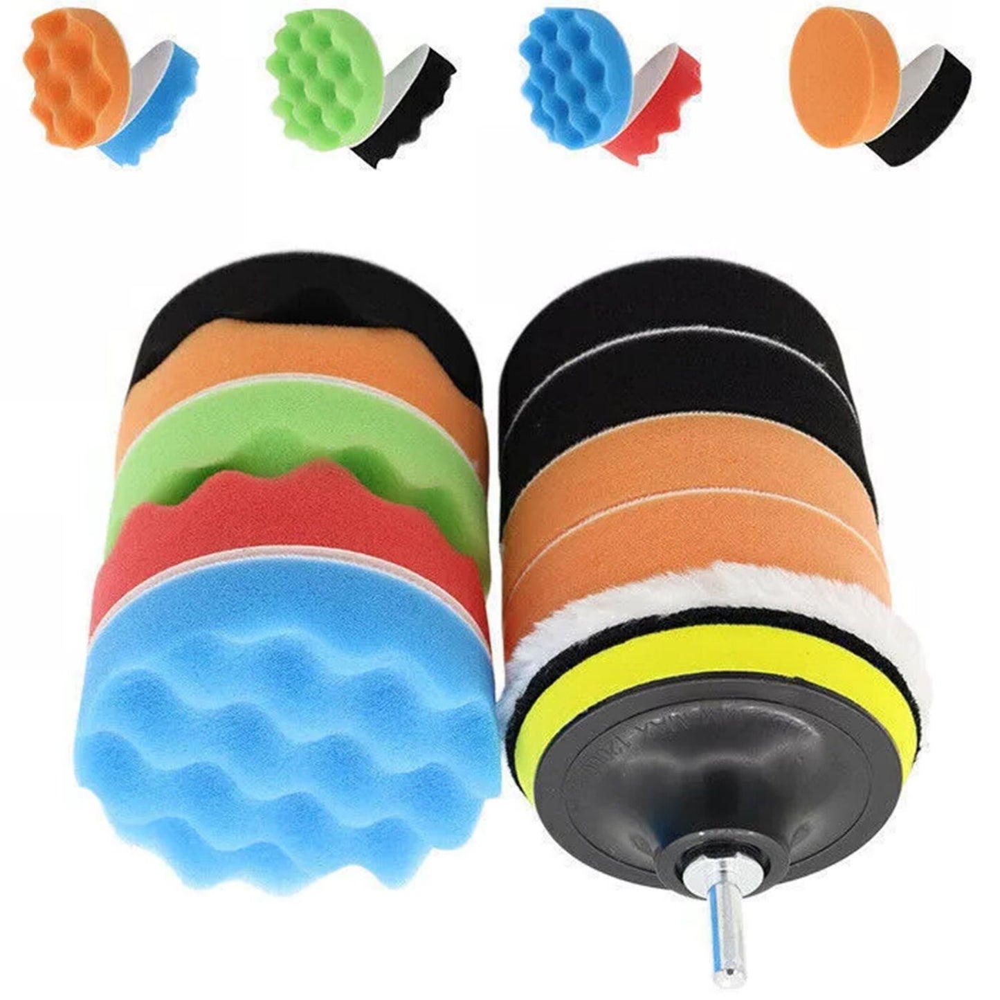 12-Piece 3-inch Car Polishing Pad Polishing Sponge Buffer Set Waxing Foam Polishing Machine Kit