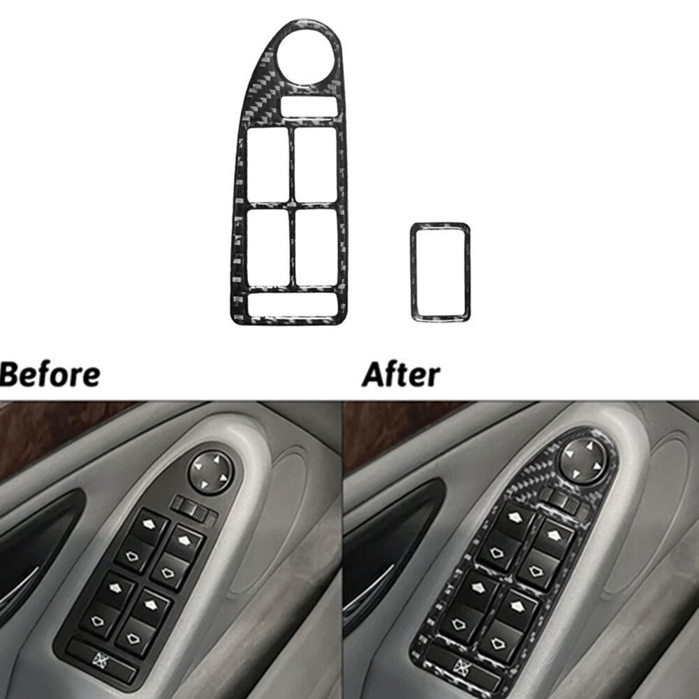 2x Front Door Window Control Button Cover Carbon Fiber for BMW M5 E39 1998-2003