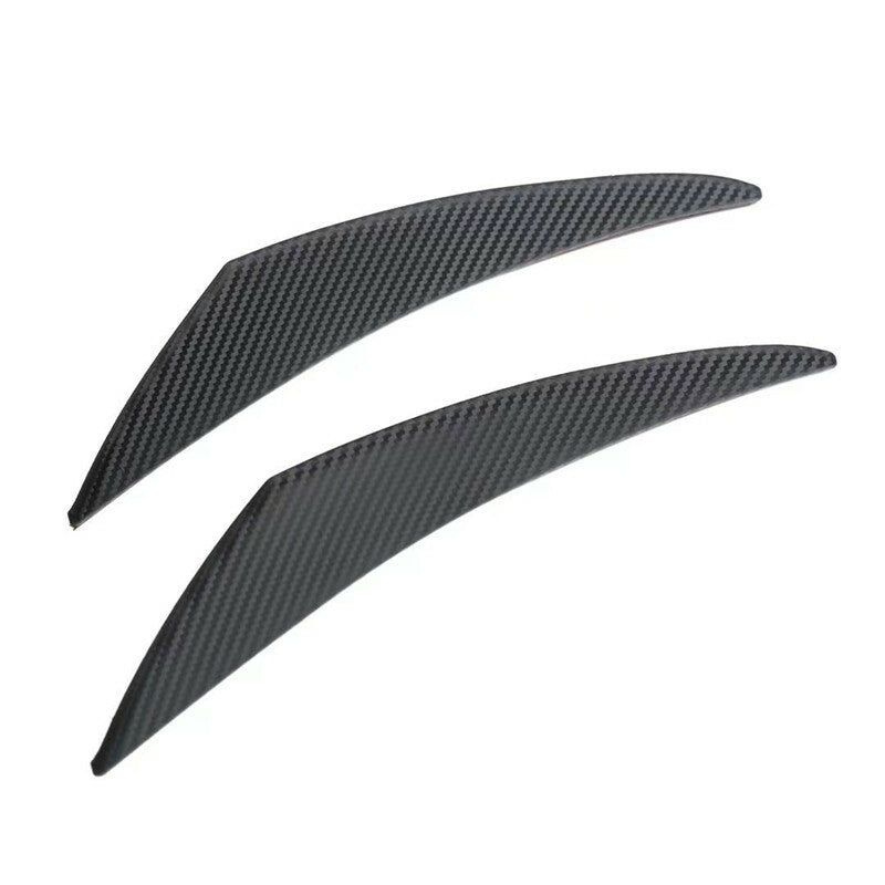Car Black Carbon Fiber Bumper Lip Rubber Fin Splitter Spoiler Canard Valence 4Pc