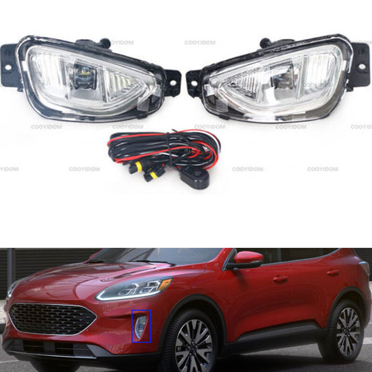 One set of LED fog light cover, baffle switch wiring for Ford Escape 2020-2022.