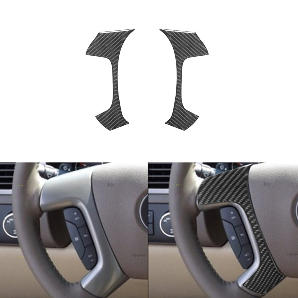 2Pcs Carbon Fiber Steering Wheel Cover Trim For Silverado/tahoe/ for sierra 2007-2014