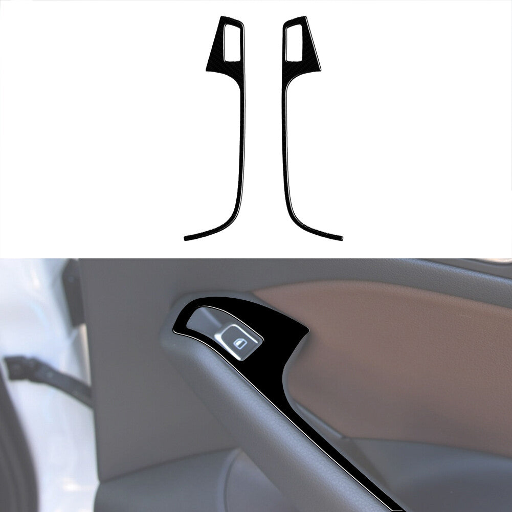 2Pcs Gloss Black Rear Window Lift Button Trim Cover Decor for Audi Q5 2009-2017