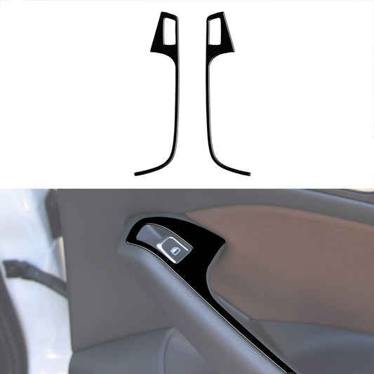 2Pcs Gloss Black Rear Window Lift Button Trim Cover Decor for Audi Q5 2009-2017