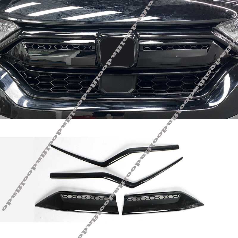 Front Grille Grilles Moulding Cover Trim for Honda CR-V 2020-2022 Glossy Black