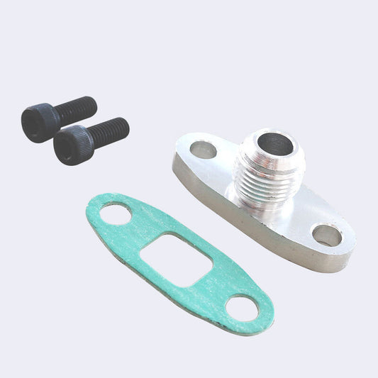 Turbo Oil Drain Outlet Flange Gasket Adapter Kit 4AN Fitting for T3 T4 T60 T70
