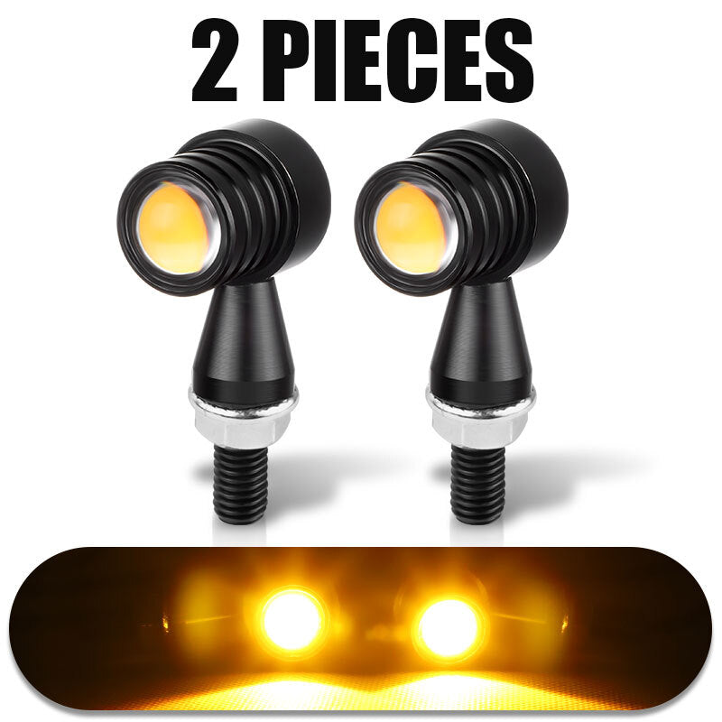 2X Amber CNC LED Motorcycle Turn Signal Indicators Blinker Light Bulbs 12V Black