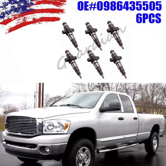 6PCS Diesel Fuel Injector 0986435505 for Dodge for Ram 5.9L Diesel 2004-2009