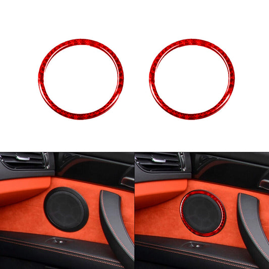 2Pcs Red Carbon Fiber Interior Door Speaker Cover Trim for BMW Z4 E89 2009-2016