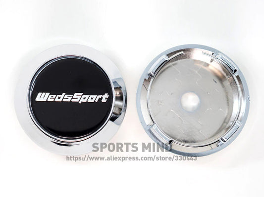 4x64mm Weds Sport Black Chrome Badge Wheel Center Cover Hub Cover Edge Cover