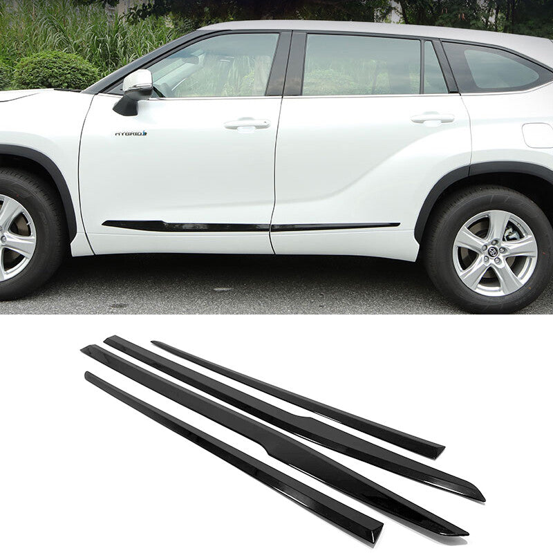 4p Piano black Side Door Body Molding Cover Trim for Toyota Highlander 2020-2023