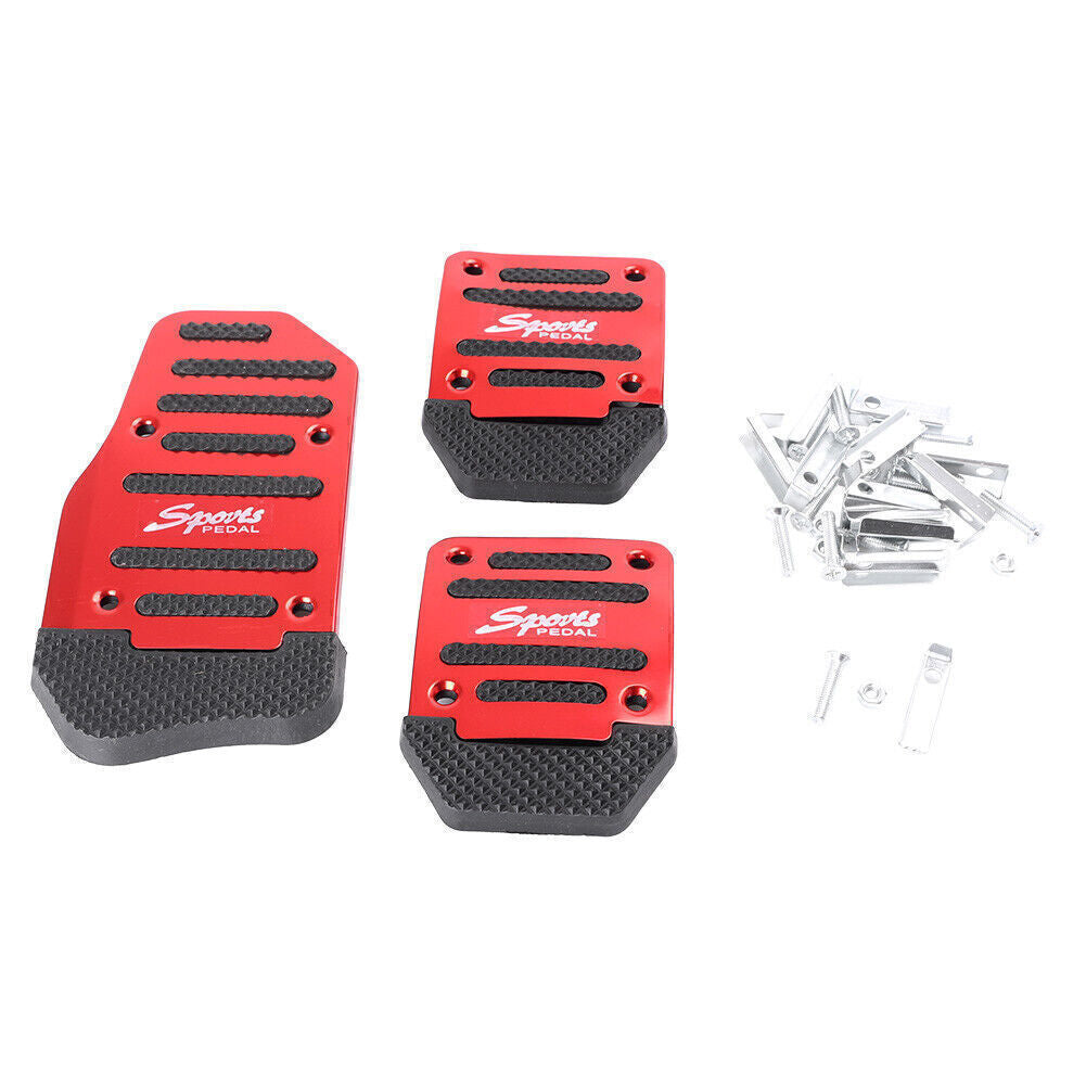 3x Manual Car Clutch Brake Accelerator Pedal Nonslip Foot Treadle Cover Red