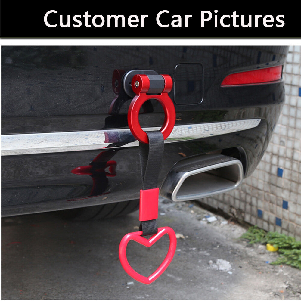 1PC Red Heart Ring Subway Train Bus Handle Hand Strap Charm Drift PVC Universal