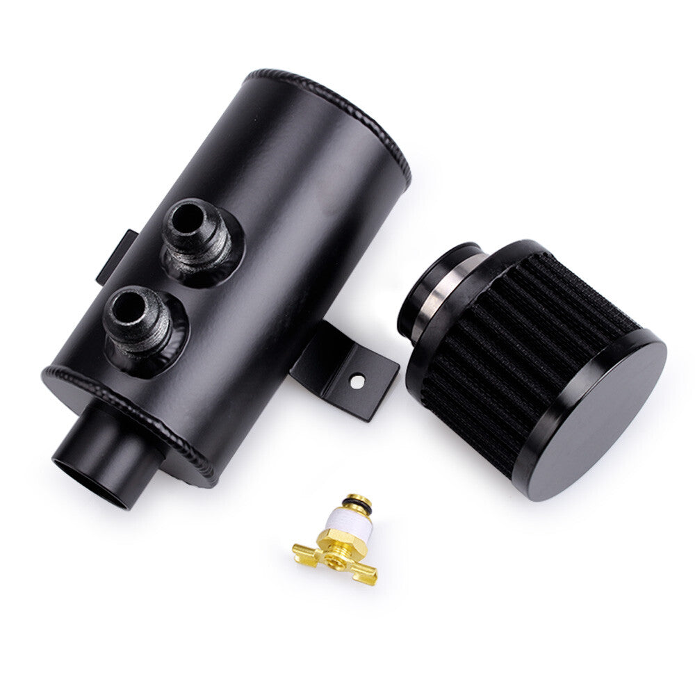 Black Aluminum 10AN Oil Catch Can Reservoir Tank +Breather Filter Baffled Kit