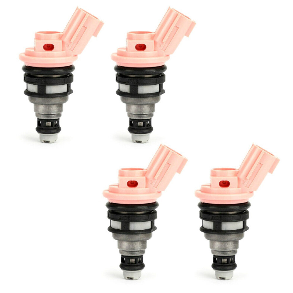 4-pack OE injectors 16600-57Y01 suitable for Nissan 1.6L L4 GA16DE engines manufactured between 1991 and 1999.